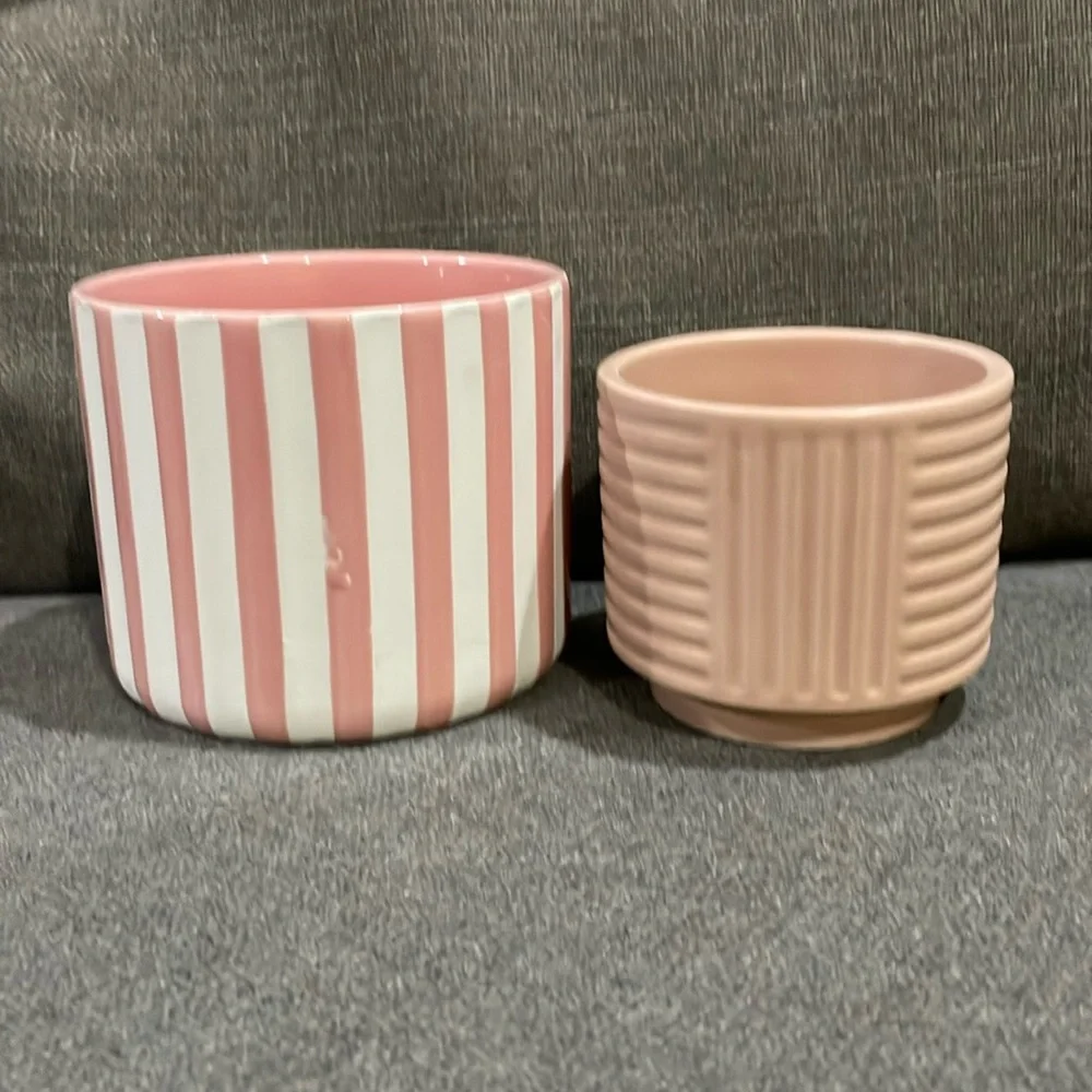 Pink and White Striped Ceramic Stiped Planter Set Target Playground Bullseye